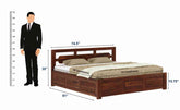 Zigzag Solid Sheesham Wood Hydraulic Bed With Box Storage (King Size, Natural Finish)